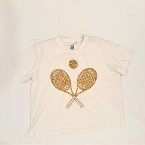 Queen of sparkles glitter tennis racket shirt
